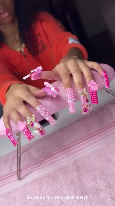 Curved Junk Nails, Exotic Birthday Nails, Junk Nails, Colored Acrylic Nails, Short Square Acrylic Nails, Dope Nail Designs, Long Acrylic Nails Coffin, Exotic Nails, Really Cute Nails