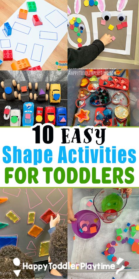 10 Awesome Shape Activities for Toddlers - Happy Toddler Playtime Shapes Toddlers, Activities For Prekindergarten, Cognitive Activity For Toddlers, Creative Toddler Activities, Shapes Sensory Activities, Shape Theme For Toddlers, Shape Learning Activities For Preschool, Toddler Shape Crafts, Toddler Craft Activities