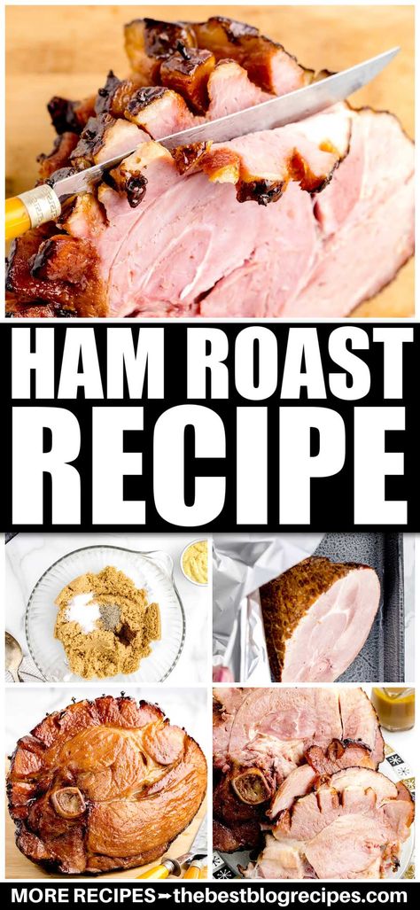 Moist, tender, and incredibly flavorful, ham roasts are easy enough for a family dinner at home, but also special enough for holidays and celebrations. Ham Roast, Recipe For Ham, Smoked Ham Recipe, Ham Recipes Baked, Fresh Ham, Roasted Ham, Ham Glaze Recipe, Brown Sugar Glaze, Pork Ham