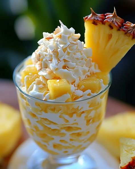 Pineapple Coconut Fluff, Fluffy Texture, Pineapple Coconut, Summer Gathering, Sweet Escape, Dessert Lover, Instagram Food, Free Food, Pineapple