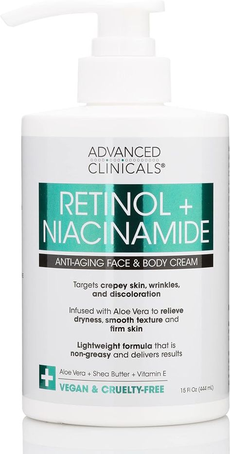 Advanced Clinicals Retinol, Retinol Body Lotion, Vitamin C Cream, Crepey Skin, Retinol Cream, Cream For Dry Skin, Anti Aging Ingredients, Anti Aging Moisturizer, Anti Aging Face