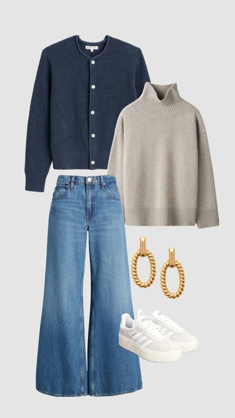 Royal High Outfits Ideas Cheap, Simple Casual Outfits, Cardigan Outfit, Casual Day Outfits, Grey Crewneck, Pinterest Fashion, Cute Everyday Outfits, Really Cute Outfits, Fashion Week Street Style