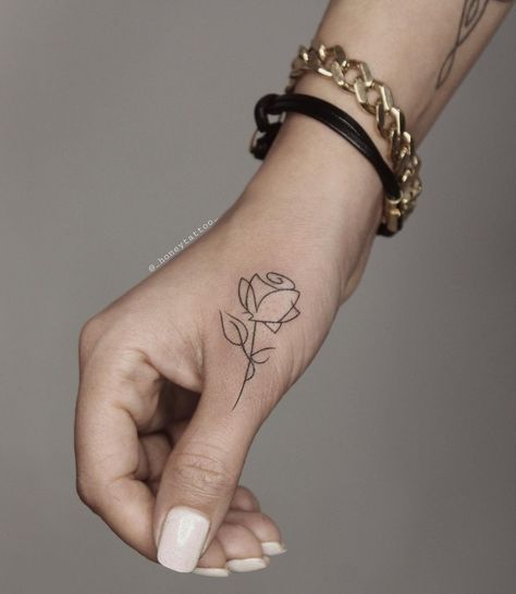 Side Of Thumb Tattoos For Women, Thumb Tattoos For Women, Finger Tattoo Ideas For Women, A Finger Tattoo, Black And White Rose Tattoo, Inner Finger Tattoo, Rose Vine Tattoos, Finger Tattoo Ideas, Little Rose Tattoos