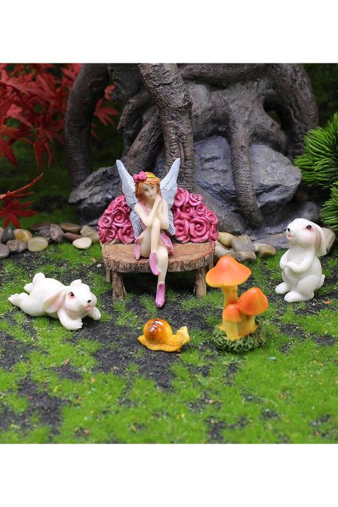 #teeliesfairygarden #fairygarden #miniatures #amazon #amazonfinds #dollhouse #bestseller #adventures #dollhoouse Garden Fairies Figurines, Fairy Garden Kit, Wooded Landscaping, Amazon Influencer, Rabbit Figurine, Fairy Figurines, Set Decor, Mini Figurine, Fairy Garden Accessories