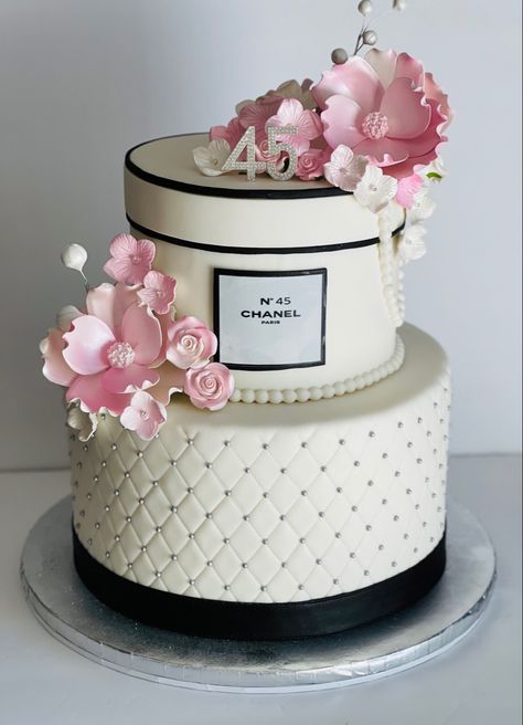 Cute Birthday Cakes 2 Tier, 45 Birthday Themes For Women, Cake Design For 45th Birthday, 51st Birthday Ideas Women Cake, Birthday Cake 45 Years Old Woman, 45 Cake Birthday, 50th Birthday Cake 2 Tier, Classy 50th Birthday Cake For Women, Female Cake Ideas