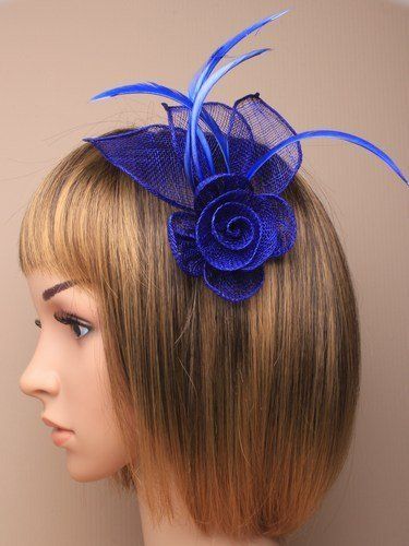 Royal Blue Fascinator, Royal Blue Hair, Fascinator Hats Diy, Fascinator Hair, Royal Blue Flowers, Classy Hats, Blue Fascinator, Silver Head Piece, Fascinator Hairstyles