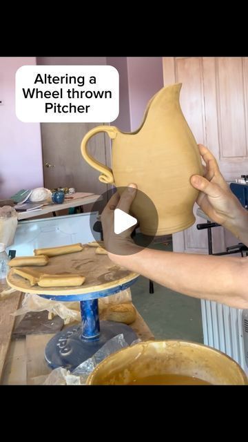 21K views · 1.3K likes | Amy Palatnick on Instagram: "I’ve been playing with pitcher forms this week, inspired by @sarahwellsrolland (not the one in this video—I will post that soon) and @dannymeisinger.   I’m happy with them, and it’s was a lot of fun!   I am so grateful for the generosity of pottery teachers here on IG willing to share their processes. It’s so fun to learn and grow!  #wheelthrowing #pottery #ceramics #handmade #clay #wheelthrownpottery #wheelthrown  #potterywheel #ceramicartist #pottersofinstagram #stoneware #instapottery #potterystudio #wheelthrownceramics #potter #ceramicstudio #potterylife #potterylove #handmadeceramics #functionalart #ceramicsofinstagram #artist #clayartist #tutorial #amythepotter #womanpotter #femalepotter #throwlikeagirl" Pottery Pitchers Ideas, Wheel Thrown Pitcher, Pottery Altered Forms, Pottery Pitchers Handmade, Wheelthrowing Pottery, Throw Like A Girl, Pitchers Pottery, Pottery Tips, Throwing Clay