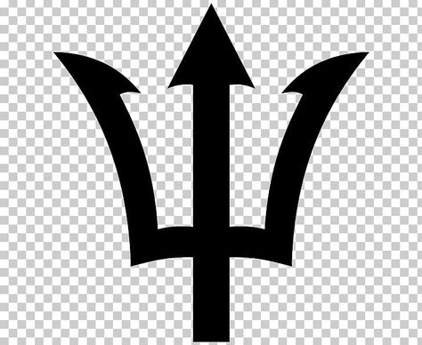 Barbados Tattoo Ideas, Barbados Tattoo, Granny Tattoo, Poseidon Symbol, Trident Of Poseidon, Black And White Flag, Poseidon Trident, Saints Logo, Element Symbols