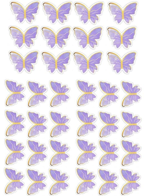 Light Purple Butterfly Printable, Topper Kupu Kupu, Purple Butterfly Printable, Gold Butterfly Cake, Kue Hello Kitty, Butterfly Birthday Party Decorations, Butterfly Cupcake Toppers, Stickers Butterfly, Baby Cartoon Drawing