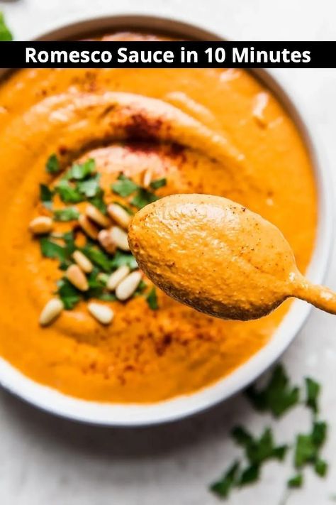 Smoky, with a nutty richness coming from a triple threat of olive oil, almonds and pine nuts, our easy romesco sauce recipe is a Catalan classic that brings Spanish flare to everything it touches. Classic Sauces, Spanish Lunch, Texmex Recipes, Romesco Sauce Recipe, The Modern Proper, Modern Proper, Romesco Sauce, Country Bread, Grilled Bread