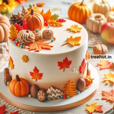 Fall Cake Ideas and Autumn Cake Decoration Ideas and Techniques Fall Cake Decorations Ideas, Cake Ideas For Thanksgiving, Autumn Cake Design, Fall Theme Cake Ideas, Thanksgiving Themed Cake, Fall Birthday Cake For Women, Pumpkin Decorated Cake, Turkey Cake Ideas, Thanksgiving Cakes Ideas