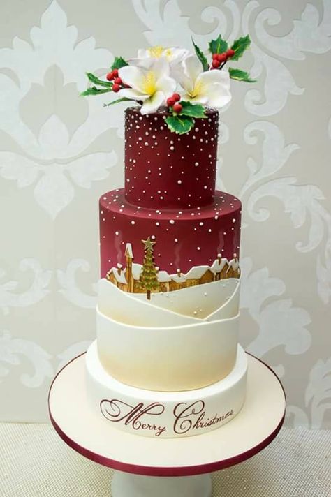 Crismas Cake, Beautiful Christmas Cake, Christmas Cakes 2022, Unique Christmas Cake Designs, Elegant Christmas Cake Designs, Christmas Cake 2022, Christmas Cakes Ideas Decoration, Christmas Log Cake, Decoracion Navidad Diy