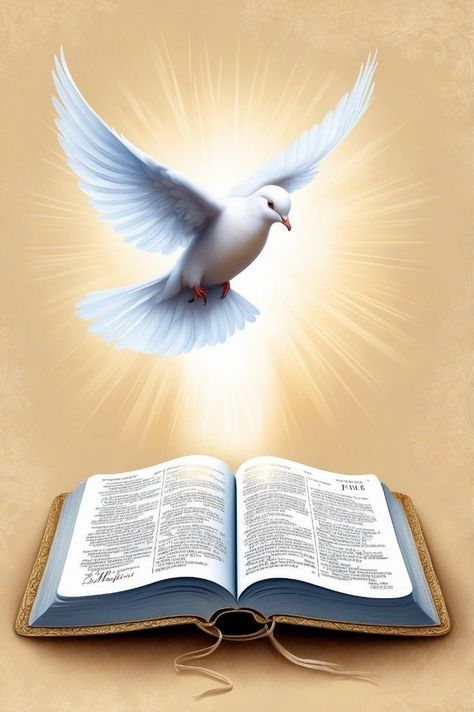 Holy Spirit Images, Dove Symbolism, Inspirational Quotes God Faith, Holy Spirit Art, Bible Doctrine, Holy Spirit Dove, Open Bible, Church Backgrounds, Certificate Background