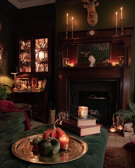 18th Century Home Interior, Vintage Cottage Interior Design, 1800s Living Room, Dark Academia House Decor, Moody Academia, Harry Potter Living Room, Dark Academia Cottage, Dark Academia Living Room, Academia House