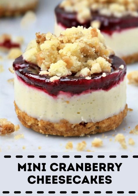 Mini Cranberry Cheesecakes | Page 2 of 2 Mini Cranberry Cheesecake, Graduation Party Treats, Cranberry Cheesecake Bars, Thanksgiving Cheesecake, Grad Cookies, Cookout Desserts, Tropical Cupcakes, Buttercream Icing Recipe, Cranberry Cheesecake