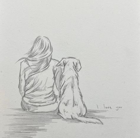 Drawing Freedom, Simple Pencil Drawings, Cool Animal Tattoos, A Girl And Her Dog, Dog Memorial Tattoos, Girl And Her Dog, Baby Print Art, Animal Tattoo Ideas, Pencil Drawings For Beginners