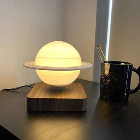 Moon lamp for decorating the house aesthetically. Saturn Lamp Aesthetic, Cute Moon Lamp, Moon Desk Lamp, Planet Lamp, Planet Night Light, 3d Led Moon Lamp, Magnetic Levitation, Gift Table, Creative Gifts