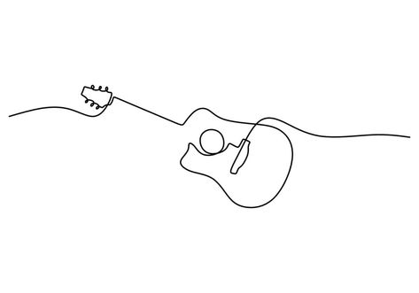 Guitar Line Drawing, Ukulele Tattoo, Guitar Line Art, Guitar Outline, Guitar Illustration, Single Line Art, Guitar Drawing, Guitar Logo, Dibujo Simple