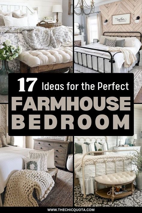 farmhouse bedroom Modern Farmhouse Bedroom With Black Furniture, Guest Bedroom Ideas Modern Farmhouse, Modern Farmhouse Bedroom On A Budget, Large Bedroom Ideas Master Suite Farmhouse, Modern Country Guest Bedroom, Modern Farmhouse Bedroom With Accent Wall, Farmhouse Chic Bedding, Farmhouse Basement Bedroom Ideas, Grey Farmhouse Bedroom Ideas