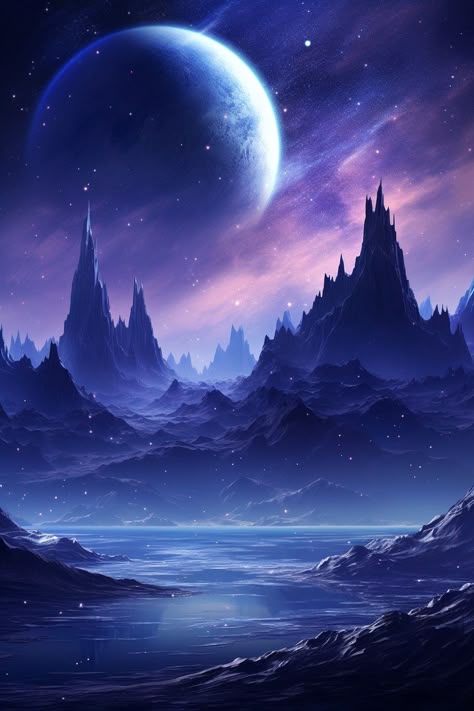 Setting Aesthetic, Scifi Artwork, Scifi Fantasy Art, Mystical Places, Space Fantasy, Planets Art, Fairy Artwork, Landscape Concept, Arte Cyberpunk