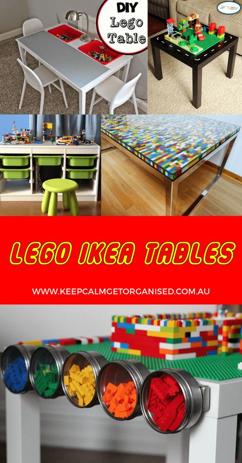 A collection of Lego tables from Ikea using clever hacks to convert affordable Ikea furniture into perfect Ikea Lego storage tablesCheck it out Boys Ikea, Table Lego Diy, Ikea Hacks Storage, Ikea Lego, Lego Tables, Table Lego, Lego Table With Storage, Lego Storage Organization, Ikea Hack Storage