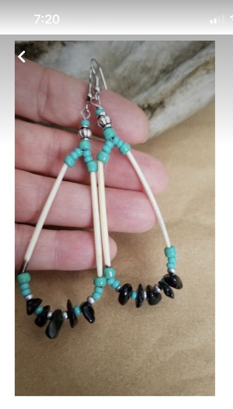 Porcupine Jewelry, Porcupine Earrings, Quill Jewelry, Porcupine Quill Jewelry, Porcupine Quill Earrings, Quill Earrings, Beaded Ideas, Quill Work, Natural Earrings