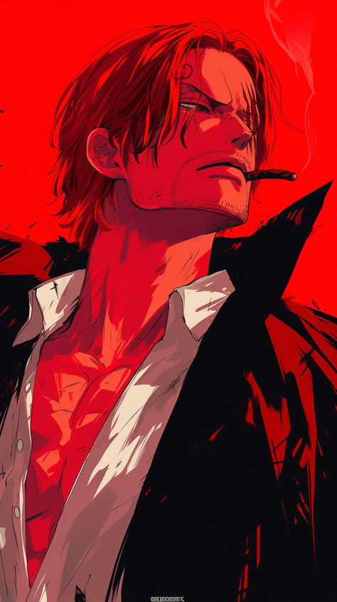 shanks from one piece smoking cigarette Red Haired Shanks Wallpaper, Shanks Aesthetic, Shanks One Piece Wallpapers, Shanks Wallpapers, Red Haired Shanks, Shanks One Piece, Red Hair Shanks, Amazing Wallpaper, One Piece Cartoon