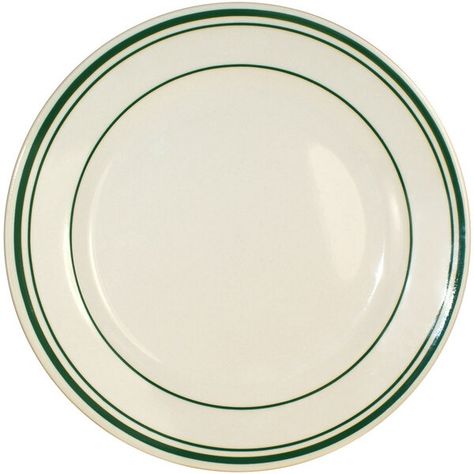 International Tableware Verona 10 1/4" Ivory (American White) Stoneware Plate with Green Bands - 12/Case Cafe Plates, Bistro Plates, Diner Plates, Plates Restaurant, Restaurant Plates, Plate Png, Plate Setting, Italian Plates, Classic Plates