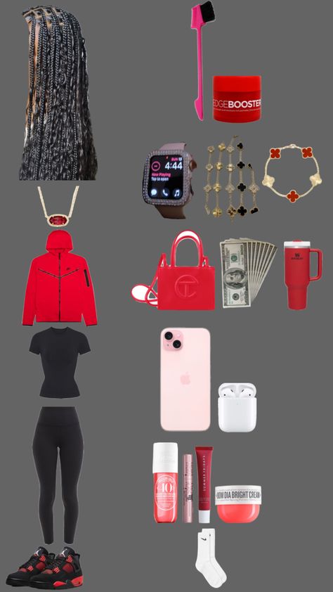 Red Thunder 4’s Fit🖍️ Red Thunder 4s Outfit, Thunder 4s Outfit, Red Thunder 4s, Fashion Design Outfits, 4s Outfit, Thunder 4s, Cute Highschool Outfits, Highschool Outfits, Red Thunder