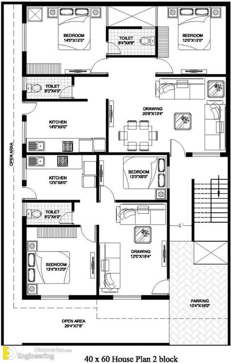 40×60 House Plans, 40x60 House Plans, 30x50 House Plans, North Facing House, 30x40 House Plans, Metal Building House Plans, 2bhk House Plan, Bungalow Floor Plans, Indian House Plans