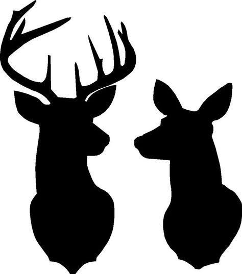 Buck and Doe Deer Silhouette Stencil or Decal, Overall Size Together Approx 16 Across X 18 High STENCIL ONLY Board is Not Included - Etsy Deer Silhouette Printable, Doe Silhouette, Deer Template, Deer Outline, Buck Silhouette, Deer Stencil, Doe Deer, Male Deer, Stag And Doe