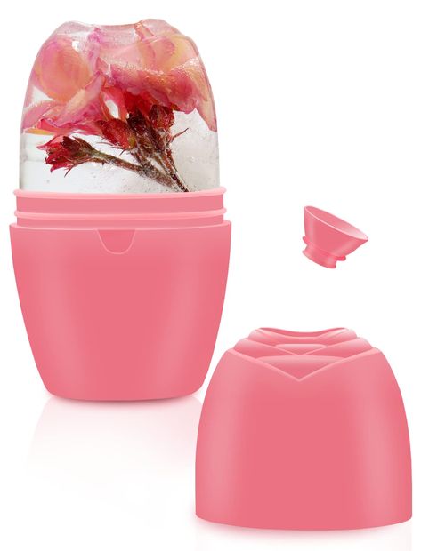 WETANG Ice Face Roller, Brighten Skin, Reusable Ice Mold for Face, Ice for Face to Tighten Skin, Silicone Ice Holder for Face, Icing Skincare Gift for Women (Pink Ice For Face, Face Icing, Ice Holder, Recipe Using Lemons, Ice Face Roller, Ice Face, Ice Bowl, Tighten Skin, Ice Roller