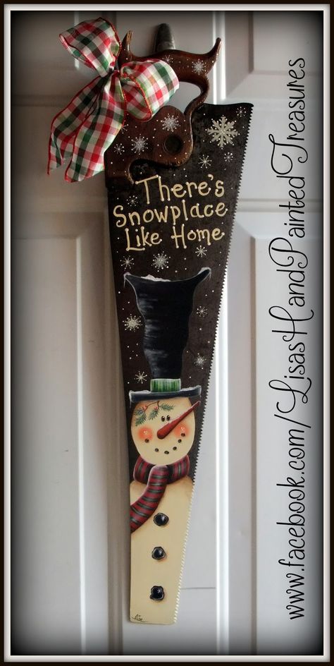 Hand Saw Art Ideas, Hand Saws, Snowman Painting, Hand Saw, Holiday Crafts Christmas, Snowman Crafts, Christmas Decorations Rustic, Primitive Christmas, Christmas Paintings