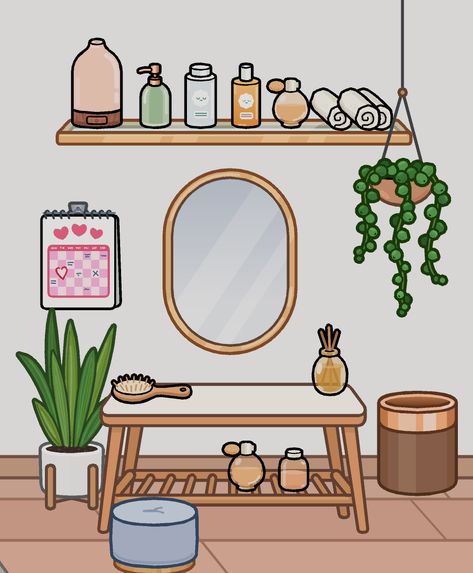 original photo by something sweet #tocaboca #vanity #skincare Toca Boca Skincare Fridge Ideas, Tica Boca Bathroom Ideas, Toca Nova Bathroom Idea, Vanity Skincare, Dream Vanity, Original Photo, Something Sweet, Room Inspo, Vanity