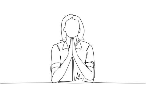 Person Praying Drawing, Single Line Drawing, Hands Together, One Line Drawing, Praying Hands, Closed Eyes, Single Line, Book Projects, Human Emotions