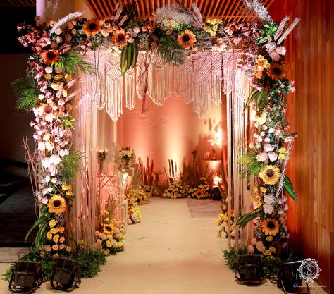 Arches of exotic flowers defined the entryway to the bride and groom's function here. We say, it's as good as entering a dreamland! Couple: shreya_behati & @_raghavbihani Venue: @radissonresortandspalonavala Photography credits: @dreams2reels #SamaniDecorators #weddingdecor #destinationweddings #weddings #weddingplanning #decorideas #eventmanagement #eventplanners #eventplanning #decor #indianweddings #destinationwedding #destination #lonavala #radisonbluehotel #radisonblu #weddingdecor Wedding Stage Design, Boho Wedding Flowers, Wedding Stage Decorations, Mehndi Designs For Beginners, Stage Decorations, Wedding Stage, Wedding Story, Stage Design, Exotic Flowers