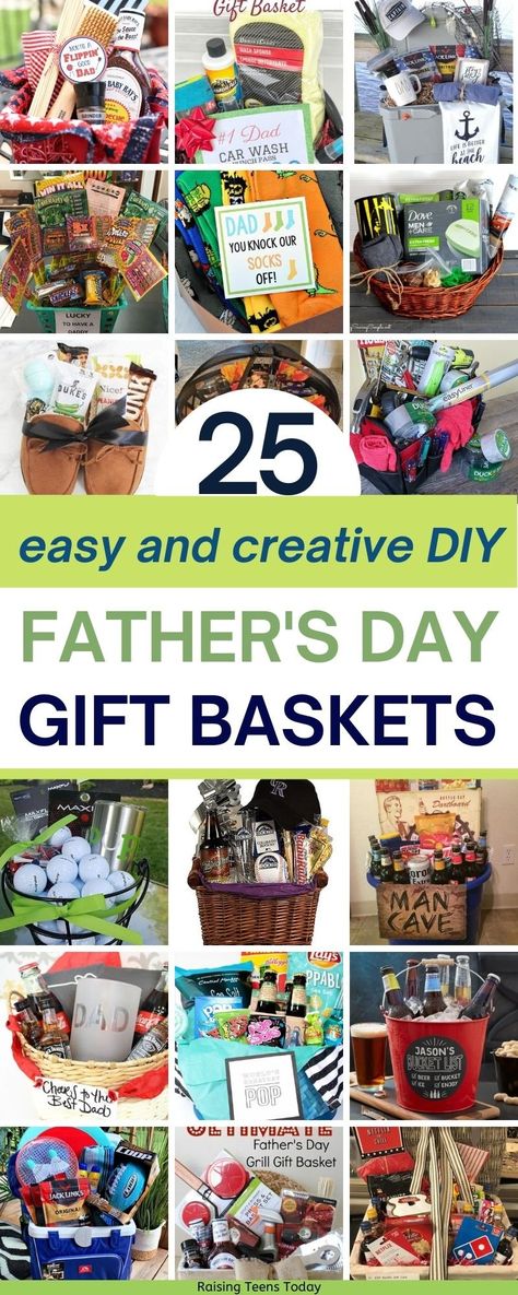 25 DIY Father's Day Gift Basket Ideas - Raising Teens Today Father’s Day Diy Gift Basket, Fathers Day Basket Ideas, Father’s Day Gift Ideas, Fathers Day Gift Basket Ideas, Father Day Gift Ideas, Diy Father's Day Gift Baskets, Dad Gifts Basket, Fathers Day Gift Basket, Diy Father's Day