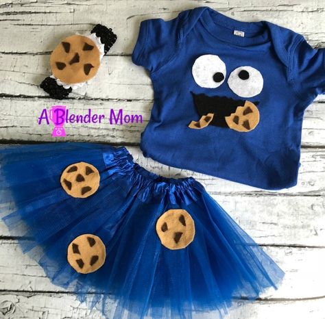 Sesame Street Birthday Outfit, Street Birthday Outfit, Cookie Monster Onesie, Monster Cookies Halloween, Cookie Monster Costume, Cookie Monster Birthday Party, Monster Costume, Cookie Monster Party, Elmo And Cookie Monster