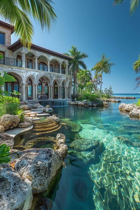 Mansion On The Beach, Dream Beach Houses, Dream Life House, Ocean House, Pretty Landscapes, Island House, Dream Beach, Dream Holiday, Luxury Homes Dream Houses