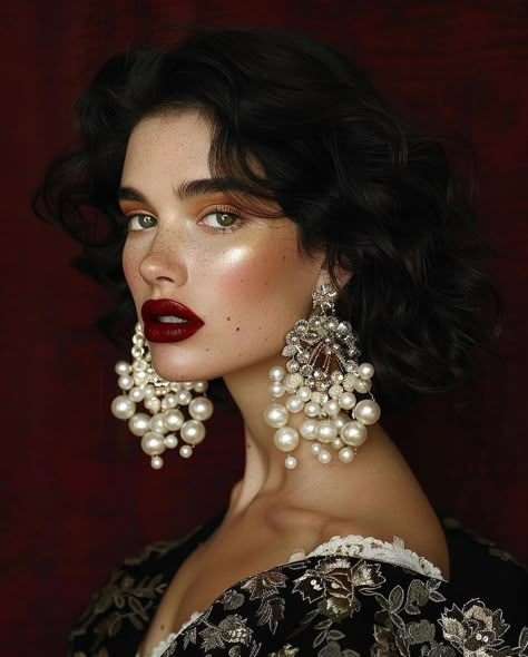 Makeup Sequence, Burlesque Moodboard, Beautiful Photoshoot Ideas Portraits, Make Up For Photoshoot, Dark Romantic Style, Editorial Makeup Photography, Vogue Makeup, Natural Pearl Jewelry, Makeup Photoshoot