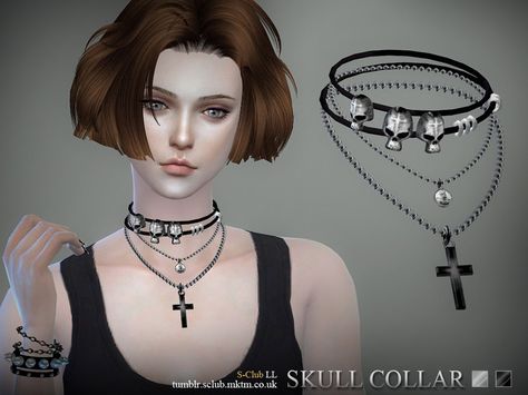 skull collar,2 style colors , hope you enjoy with them :3  Found in TSR Category 'Sims 4 Female Necklaces' Sims 4 Cc Goth Necklace, Sims 4 Cc Gothic Accessories, Sims 4 Goth Necklace, Sims 4 Gothic Accessories, Sims 4 Cc Grunge Accessories, Sims4 Cc Grunge, Sims 4 Cc Accessories Necklaces, Ts4 Goth Cc, Sims 4 Cc Grunge Clothing