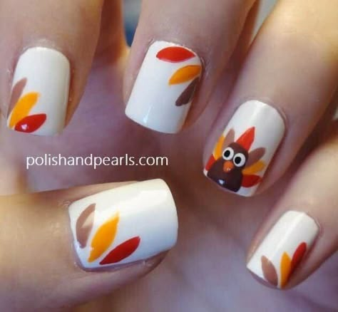 9 Festive Fall Nail Designs Turkey Nails, Fall Thanksgiving Nails, Pearl Nail Art, Thanksgiving Nail Designs, Thanksgiving Nail Art, Pearl Nails, Thanksgiving Nails, Nails For Kids, Fall Nail Art