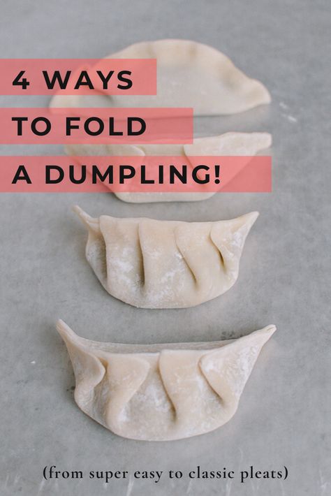 We show you how to fold a Chinese dumpling using 4 different techniques, ranging from SUPER easy to classic pleats. 

Use these techniques with any of our Chinese dumpling filling recipes, and you'll know how to make dumplings for any Chinese New Year Celebration, dumpling party, or better-than-takeout Chinese dinner. Dumplings also make a great appetizer or potluck item!

See our videos & step-by-step photos for dumpling mastery!

#chinesecooking #chinesefood #recipes #appetizer #potluckideas How To Fold A Dumpling, Dinner Dumplings, Dumpling Party, Make Dumplings, Chinese Dumpling, Chinese Dinner, Vegetable Dumplings, How To Make Dumplings, Dumpling Filling