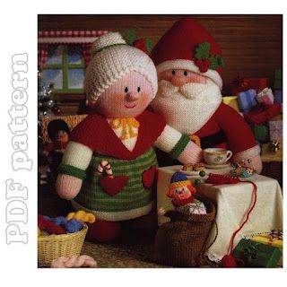 Santa, Mrs Claus and 7 Little Dolls Knitting Pattern Jean Greenhowe, Double Knitting Patterns, Christmas Knitting Patterns Free, Christmas Tree Trimming, Christmas Knitting Patterns, Book Vintage, Easy Knitting Patterns, Knitted Dolls, Christmas Knitting