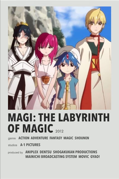 Magi minimal anime poster Magi Anime Poster, Anime Episodes List, Anime Polaroid, Magi Anime, Anime Title, Minimalist Anime, Posters Minimalist, Anime Magi, Anime List