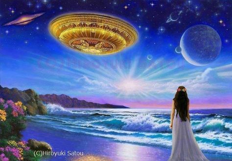 Galactic Federation, Arte Alien, Star Family, Andromeda Galaxy, Aliens And Ufos, New Earth, Magic Book, Visionary Art, Spiritual Art