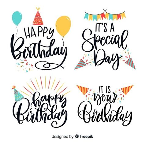 Birthday Free Printables, Printable Birthday Cards Free, Happy Birthday Hand Lettering, Happy Birthday Logo, Happy Birthday Drawings, Birthday Doodle, Creative Birthday Cards, Birthday Labels, Calligraphy Cards