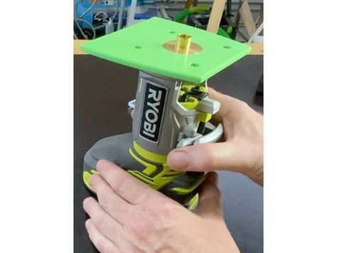 Guide bush adaptor base for Ryobi One+ trim router. I recommend printing at 0.15mm layer height, with 4 perimeters for extra strength. See the video here https://youtu.be/pUN3ngCHsDw Ryobi Router, Router Guide, Trim Router, Garage Shop, 3d Printer, 3d Print, Router, 3d Printing, Garage