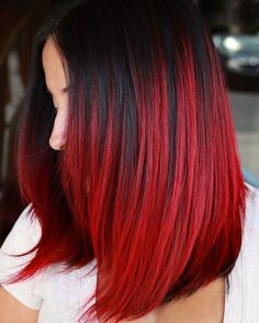 #HairGoals  #Hair  #RedHair  #OmbreHair  #HairInspirations  #HairColour  #HairDye  #HairColor  #HairStyles  #DubaiHair Black And Red Hair, Bright Red Hair Color, Hair Color Red Ombre, Black Hair Ombre, Black Red Hair, Peekaboo Highlights, Shades Of Red Hair, Pulp Riot Hair Color, Red Ombre Hair