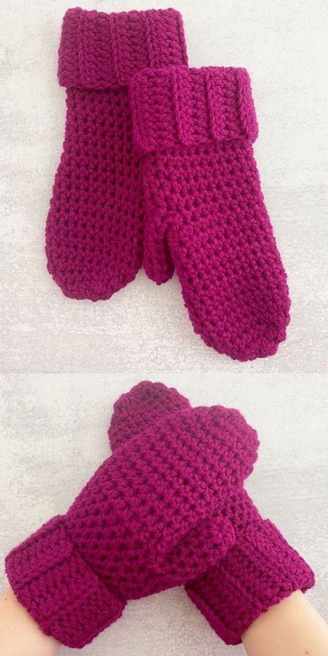 Crocheted Mittens, Crochet Baby Mittens, Crochet Mitts, Crochet Hand Warmers, Crochet Mittens Free Pattern, Crochet Pour Halloween, Beginning Crochet, Crochet Mittens Pattern, Handmade Mittens